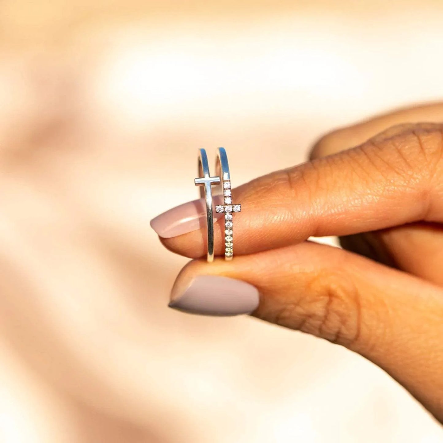 925 Sterling Silver Double Cross Ring Rings - Tophatter Daily Deals