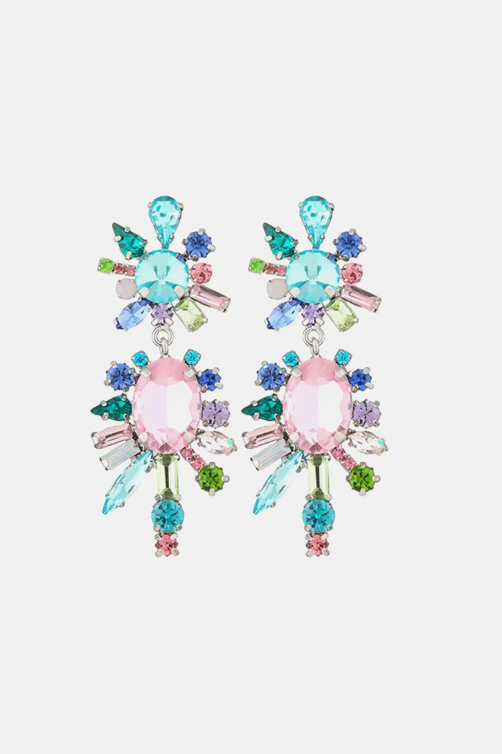 Geometric Shape Glass Stone Dangle Earrings Multicolor One Size Earrings - Tophatter Daily Deals