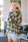 Plaid Long Sleeve Buttoned Hoodie Blouses - Tophatter Daily Deals