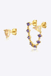 Zircon 925 Sterling Silver Mismatched Earrings Gold One Size Earrings - Tophatter Daily Deals