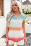 Double Take Tie-Dye V-Neck Short Sleeve Tee Women's T-Shirts - Tophatter Daily Deals