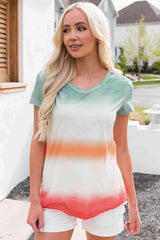 Double Take Tie-Dye V-Neck Short Sleeve Tee Women's T-Shirts - Tophatter Daily Deals