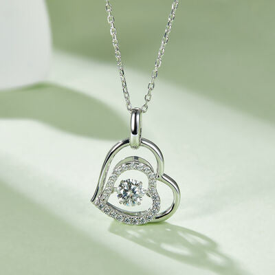 Moissanite 925 Sterling Silver Heart Necklace Silver One Size Moissanite - Tophatter Daily Deals