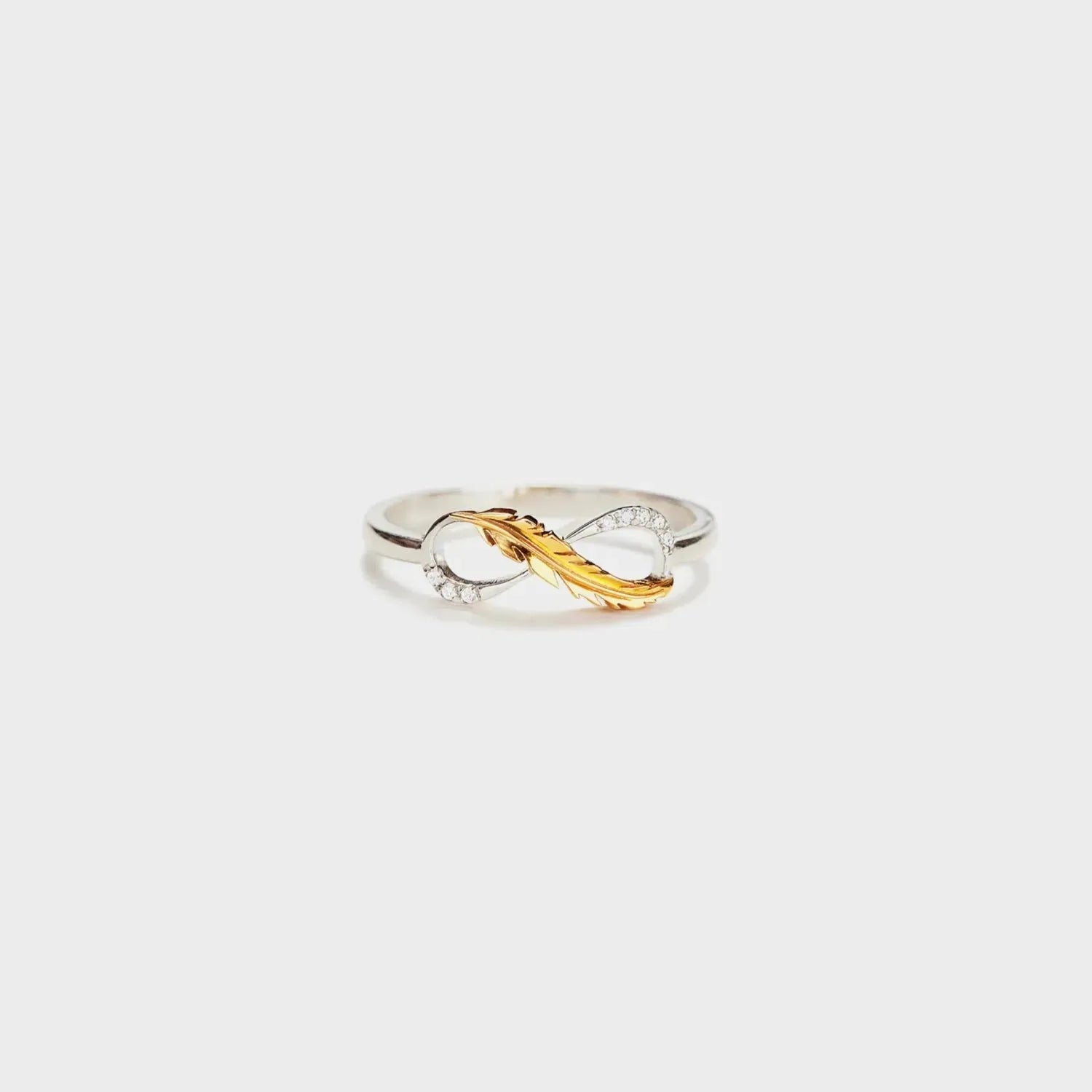 Feather 925 Sterling Silver Zircon Ring Gold Rings - Tophatter Daily Deals
