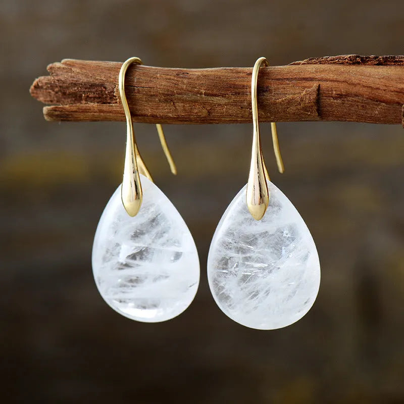 Crystal Dangle Earrings White One Size Earrings - Tophatter Daily Deals