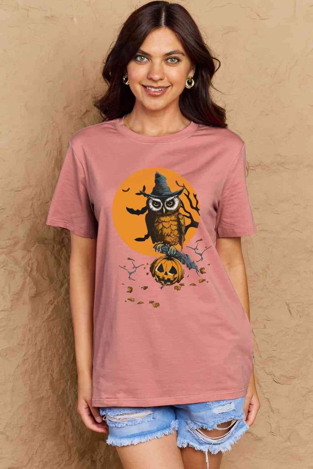 Simply Love Full Size Holloween Theme Graphic Cotton T-Shirt Women's T-Shirts - Tophatter Daily Deals