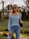 Round Neck Button-Down Long Sleeve Tee Women's T-Shirts - Tophatter Daily Deals