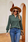 Johnny Collar Long Sleeve Top Matcha Green Blouses - Tophatter Daily Deals