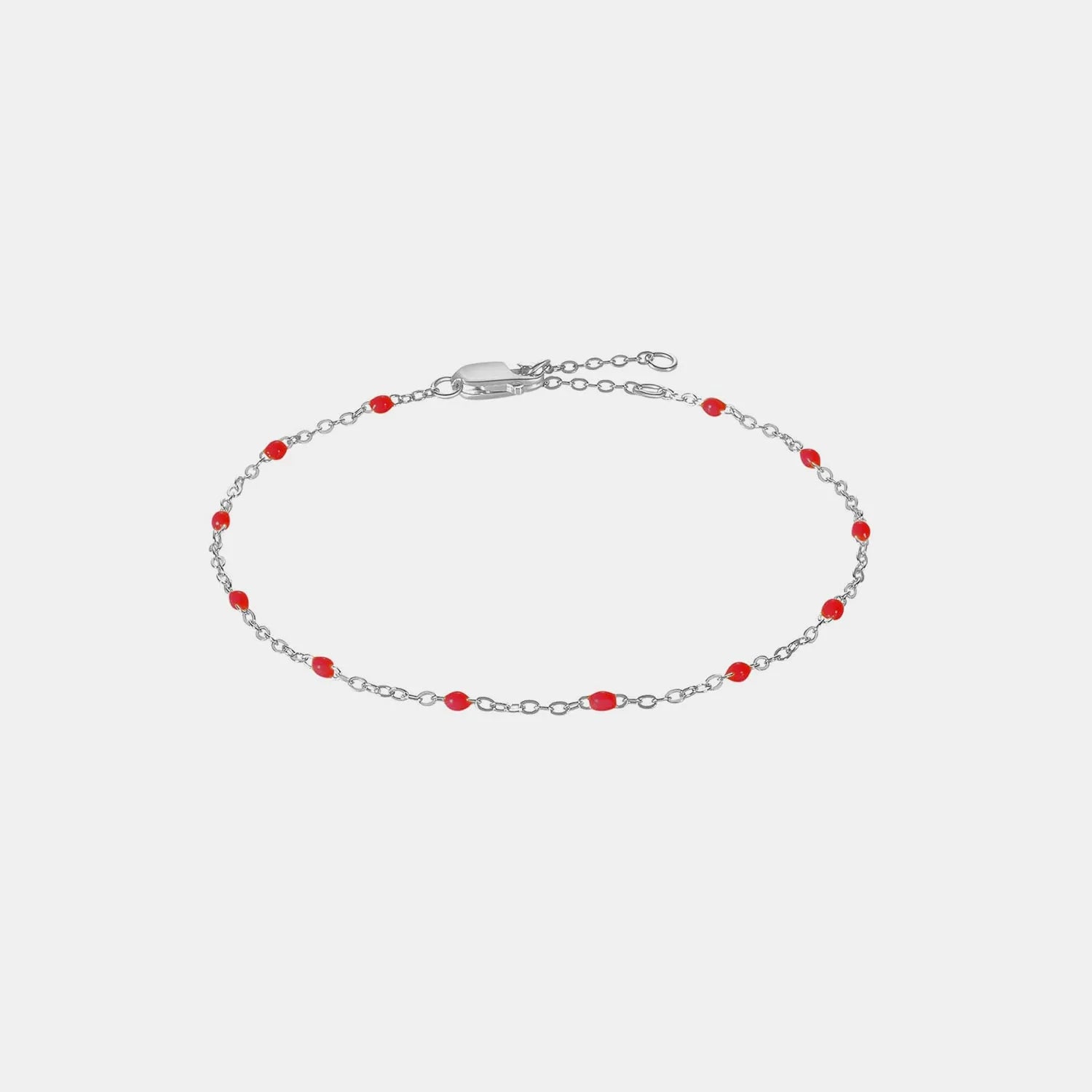 Bead 925 Sterling Silver Bracelet Silver Red One Size Bracelets - Tophatter Daily Deals
