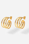 Three Is Better Than One C-Hoop Earrings Gold One Size Earrings - Tophatter Daily Deals