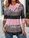 Color Block Decorative Button T-Shirt Carnation Pink Women's T-Shirts - Tophatter Daily Deals