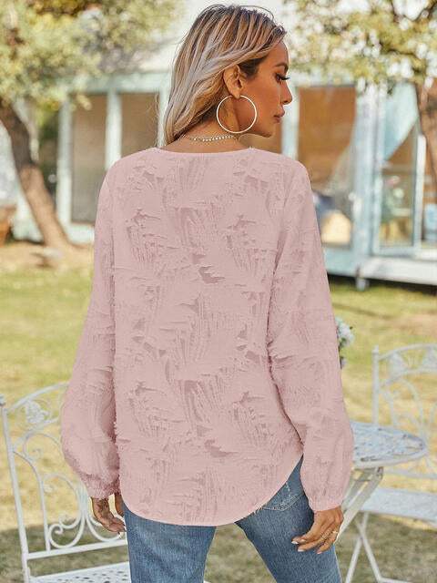 V-Neck Long Sleeve Blouse Blouses - Tophatter Daily Deals