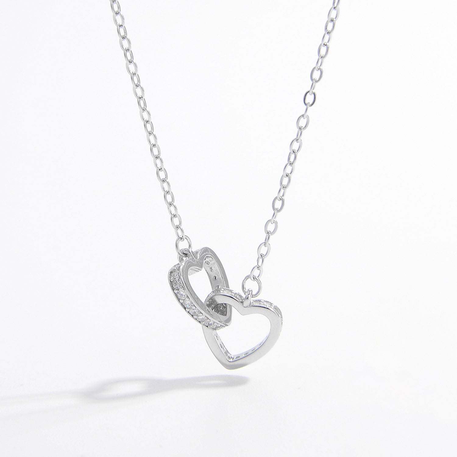 925 Sterling Silver Inlaid Zircon Heart Necklace Silver One Size Necklaces - Tophatter Daily Deals