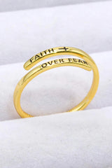 FAITH OVER FEAR Bypass Ring Gold One Size Rings - Tophatter Daily Deals