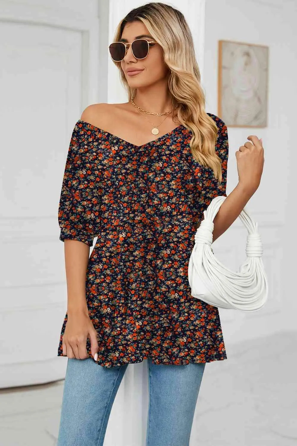 V-Neck Babydoll Blouse Blouses - Tophatter Daily Deals
