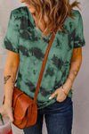 Tie-Dye V-Neck Tee Shirt Mid Green Women's T-Shirts - Tophatter Daily Deals