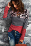 Leopard Print Lace-Up Spliced Lace Top Blouses - Tophatter Daily Deals