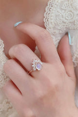 High Quality Natural Moonstone 18K Rose Gold-Plated 925 Sterling Silver Ring Moonstone - Tophatter Daily Deals