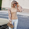 Ruched Round Neck Lantern Sleeve Blouse Camel Blouses - Tophatter Daily Deals