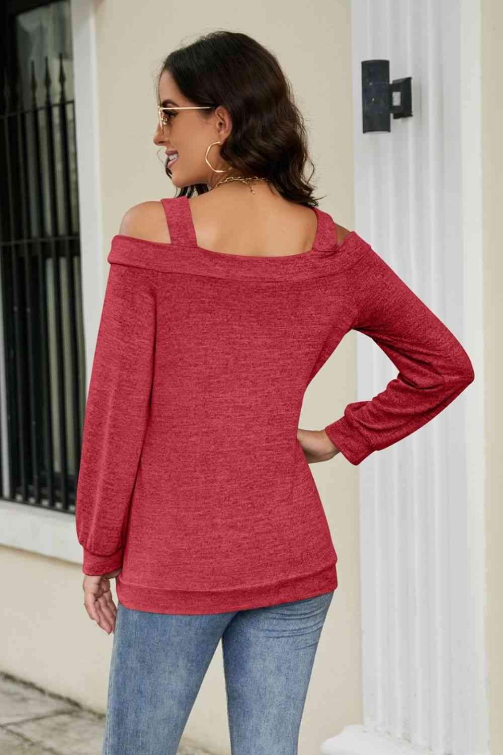 Cutout Cold-Shoulder Top Blouses - Tophatter Daily Deals