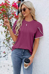 Round Neck Petal Sleeve T-Shirt Women's T-Shirts - Tophatter Daily Deals