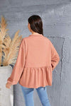 V-Neck Exposed Seams Balloon Sleeve Top Blouses - Tophatter Daily Deals