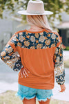 Floral Drop Shoulder Round Neck Top Blouses - Tophatter Daily Deals