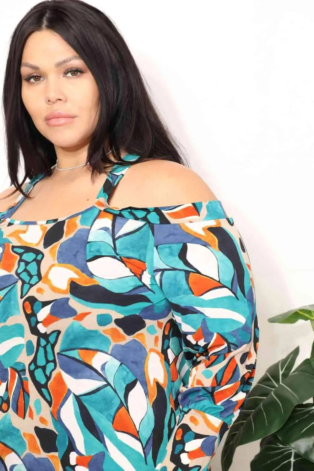 Sew In Love Full Size High Neck Off Shoulder Criss Cross Top Blouses - Tophatter Daily Deals