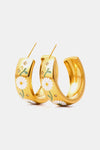 Stainless Steel 18K Gold Plated Ring Shape C-Hoop Earrings White One Size Earrings - Tophatter Daily Deals