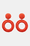 Round Shape Raffia Grass Dangle Earrings Orange One Size Earrings - Tophatter Daily Deals