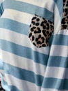 Striped Leopard Long Sleeves Top Women's T-Shirts - Tophatter Daily Deals