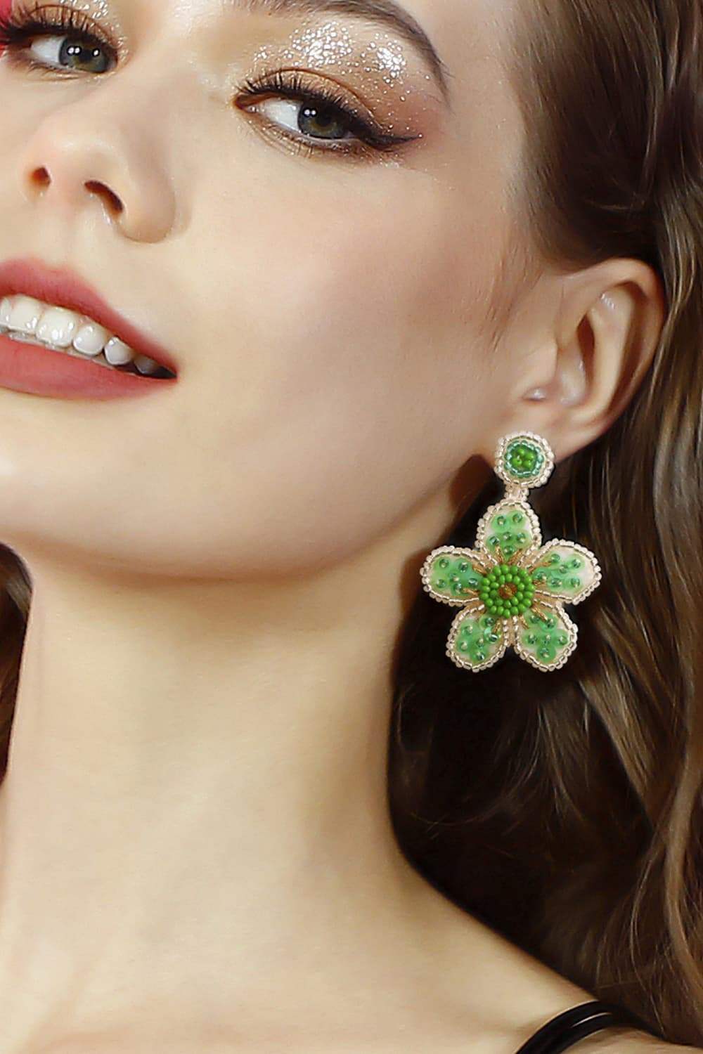 Flower Shape Beaded Dangle Earrings Earrings - Tophatter Daily Deals