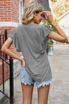 Ruffled Notched Cap Sleeve T-Shirt Women's T-Shirts - Tophatter Daily Deals