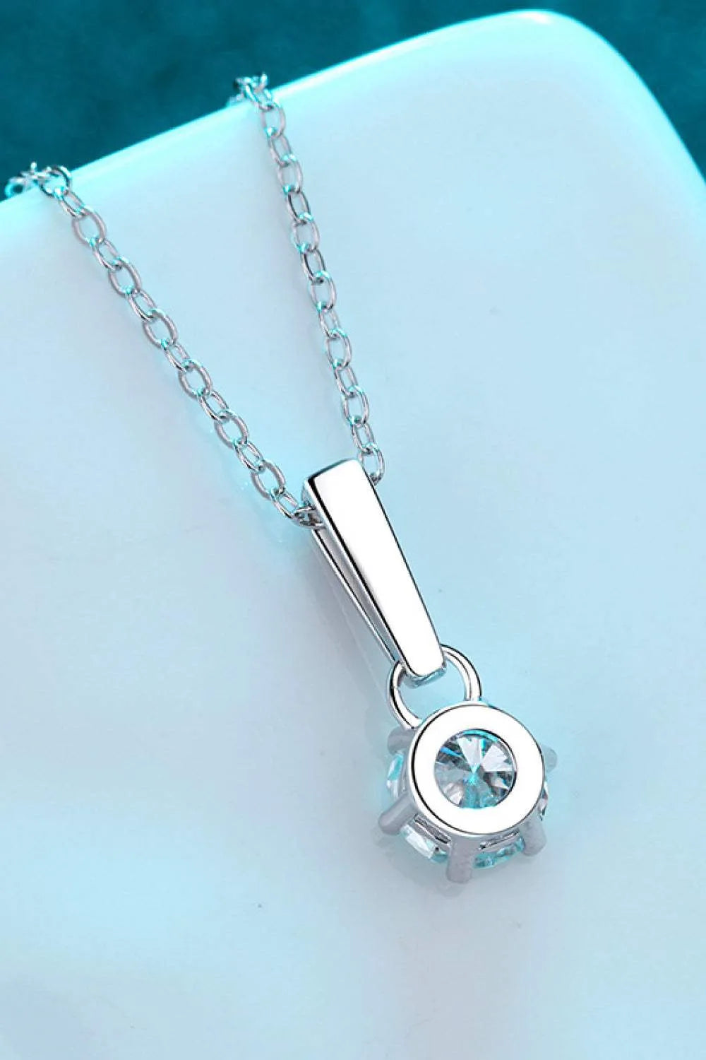 1 Carat Moissanite 925 Sterling Silver Chain-Link Necklace Moissanite - Tophatter Daily Deals
