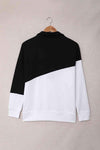 Contrast Zip-Up Collared Neck Dropped Shoulder Blouse Blouses - Tophatter Daily Deals