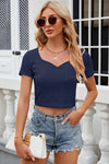 Sweetheart Neck Short Sleeve T-Shirt Navy Women's T-Shirts - Tophatter Daily Deals