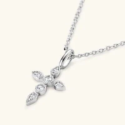 925 Sterling Silver Moissanite Cross Pendant Necklace Moissanite - Tophatter Daily Deals