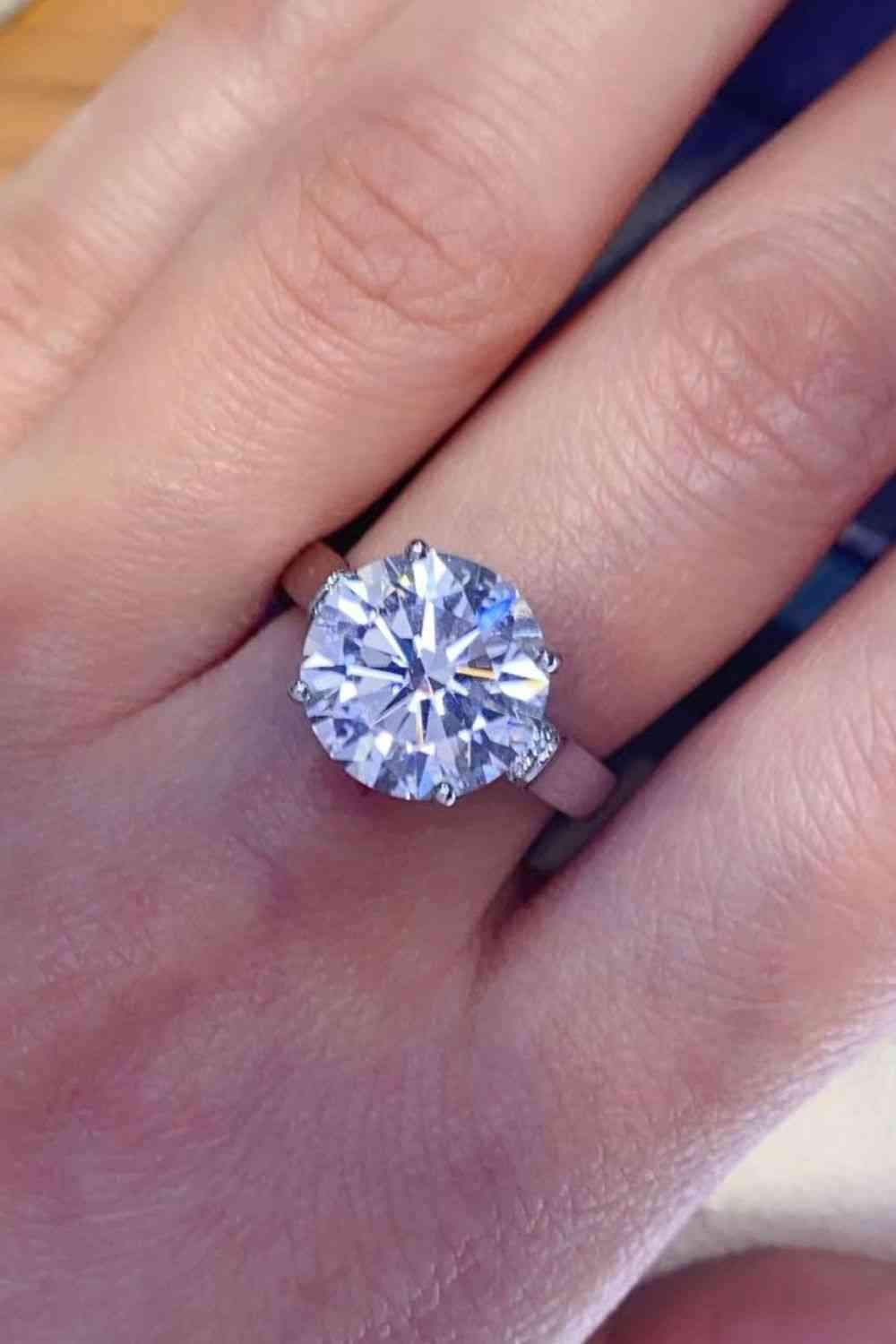 5 Carat Moissanite Platinum-Plated Ring Moissanite - Tophatter Daily Deals