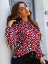 Printed Mock Neck Puff Sleeve Blouse Blouses - Tophatter Daily Deals