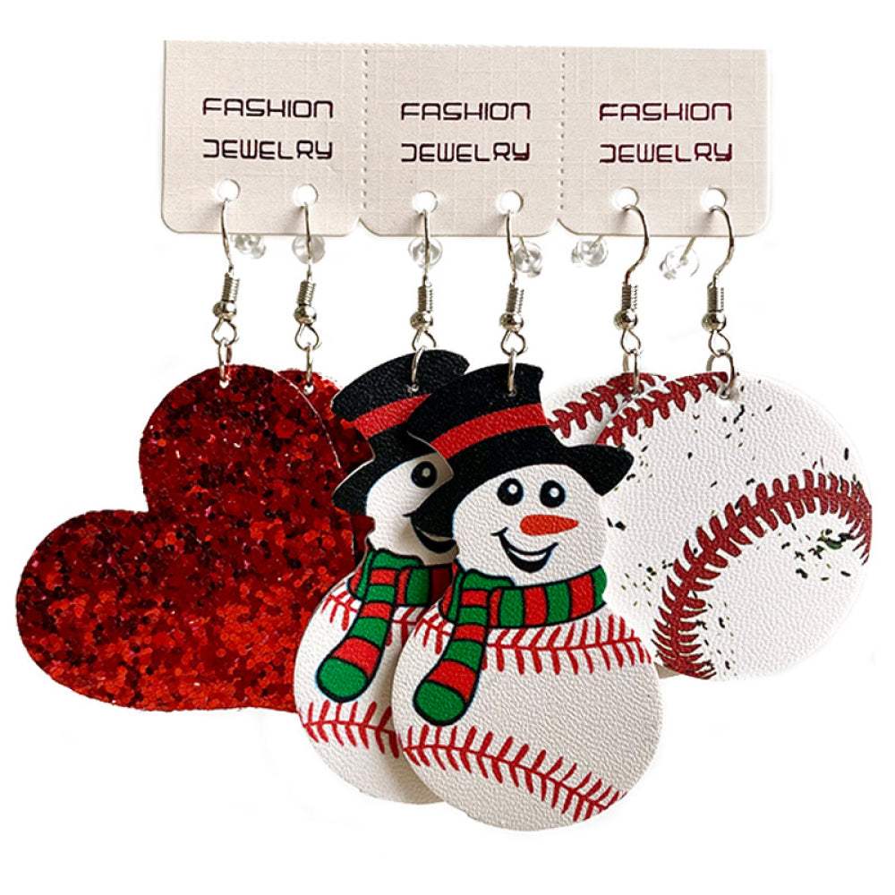 Snowman, Ball, and Heart Earrings Set Style C One Size Earrings - Tophatter Daily Deals