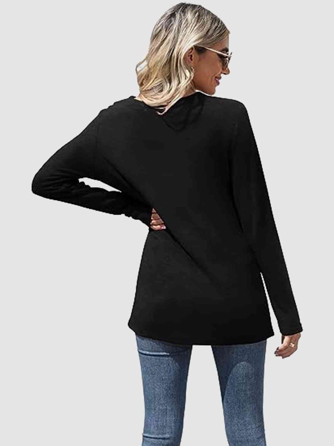 Lace Detail V-Neck Long Sleeve Top Women's T-Shirts - Tophatter Daily Deals