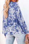 Floral Tie Neck Flounce Sleeve Blouse Blouses - Tophatter Daily Deals