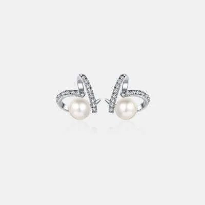 Natural Pearl Moissanite 925 Sterling Silver Earrings Silver One Size Moissanite - Tophatter Daily Deals