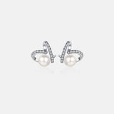 Natural Pearl Moissanite 925 Sterling Silver Earrings Silver One Size Moissanite - Tophatter Daily Deals