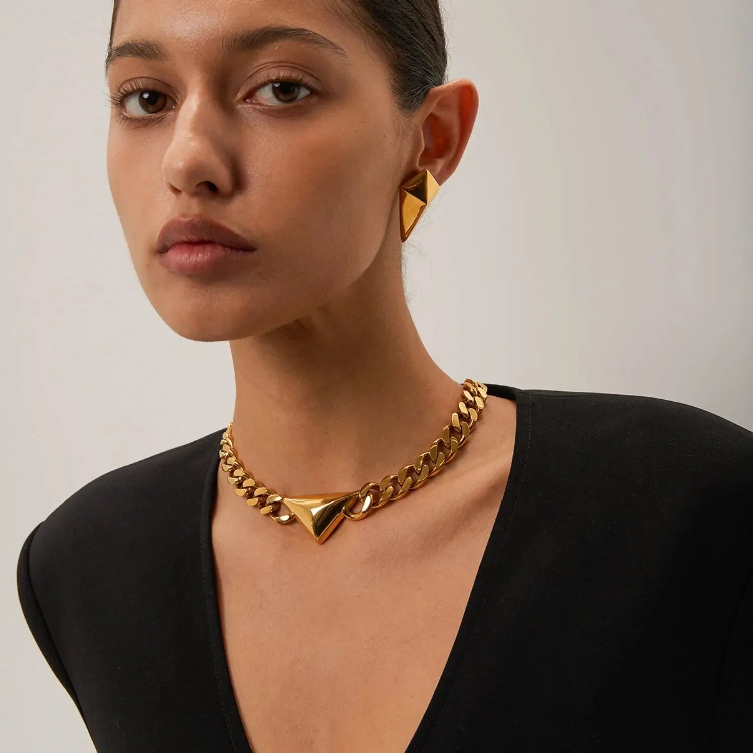 Stainless Steel 18K Gold-Plated Geometric Earrings Earrings - Tophatter Daily Deals