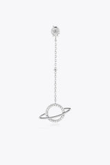 925 Sterling Silver Zircon Planet Single Earring Silver One Size Earrings - Tophatter Daily Deals