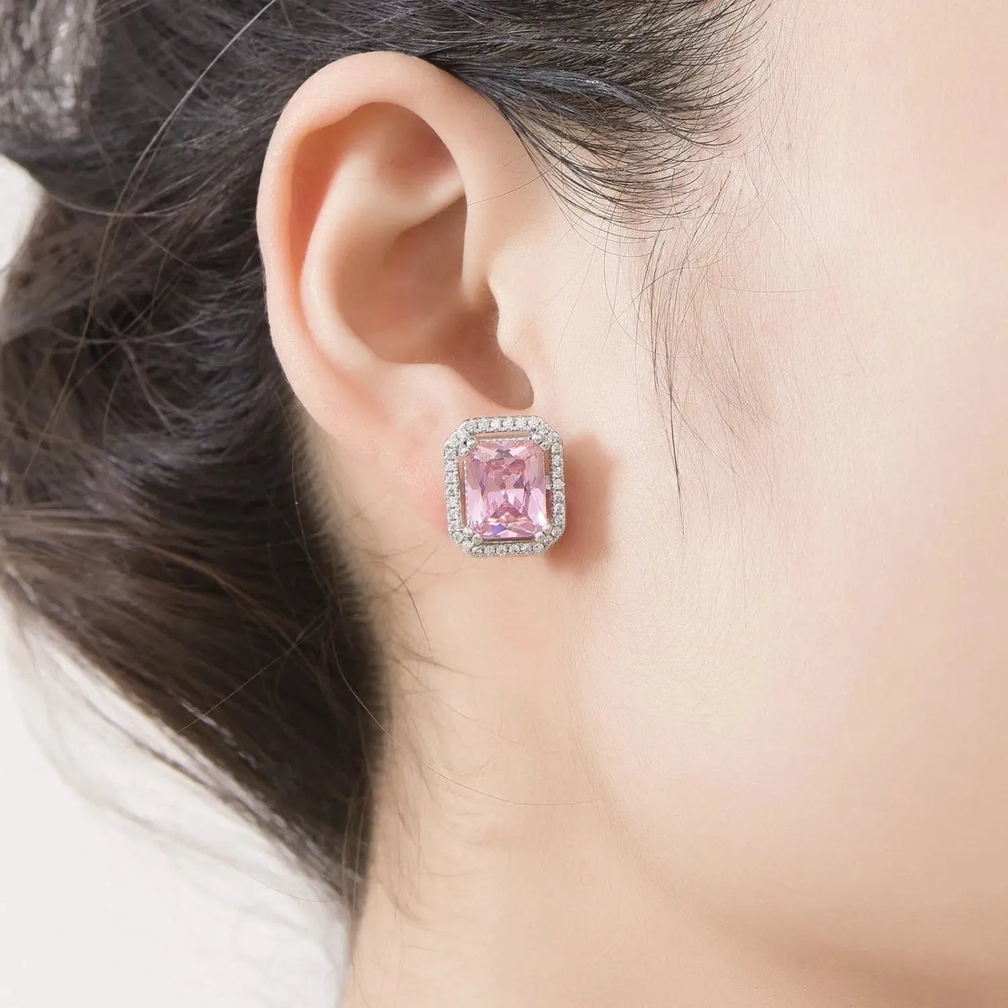 Silver-Plated Zircon Stud Earrings Earrings - Tophatter Daily Deals