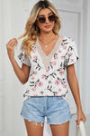 Floral V-Neck Short Sleeve T-Shirt Women's T-Shirts - Tophatter Daily Deals