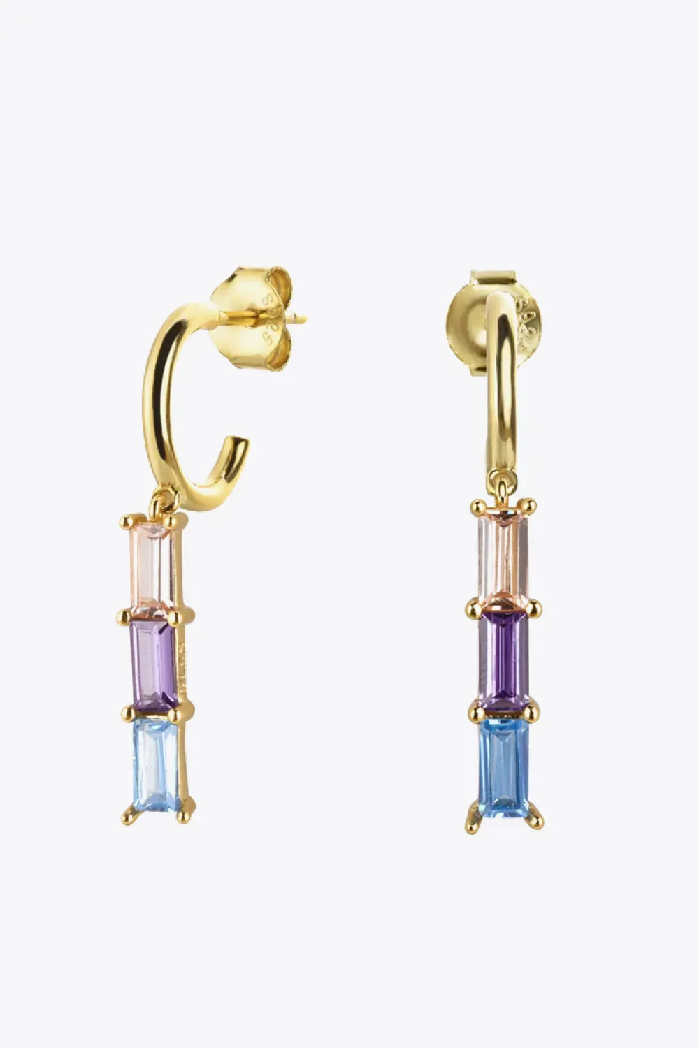 Inlaid Zircon 925 Sterling Silver Earrings Gold Multi One Size Earrings - Tophatter Daily Deals