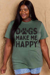 Simply Love Full Size DOGS MAKE ME HAPPY Graphic Cotton T-Shirt Women's T-Shirts - Tophatter Daily Deals